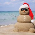 sand man with santa hat