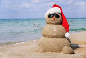 sand man with santa hat